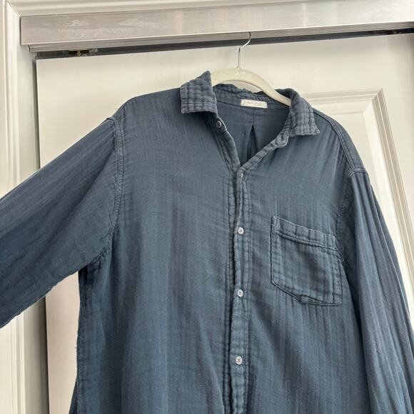Free People x CP Shades Gray Gauzy Button Down Sz XS Cotton Blue Essential - Picture 4 of 15